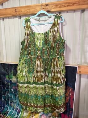 Sleeveless Green Patterned Summer Dress plus size 20 dressbarn